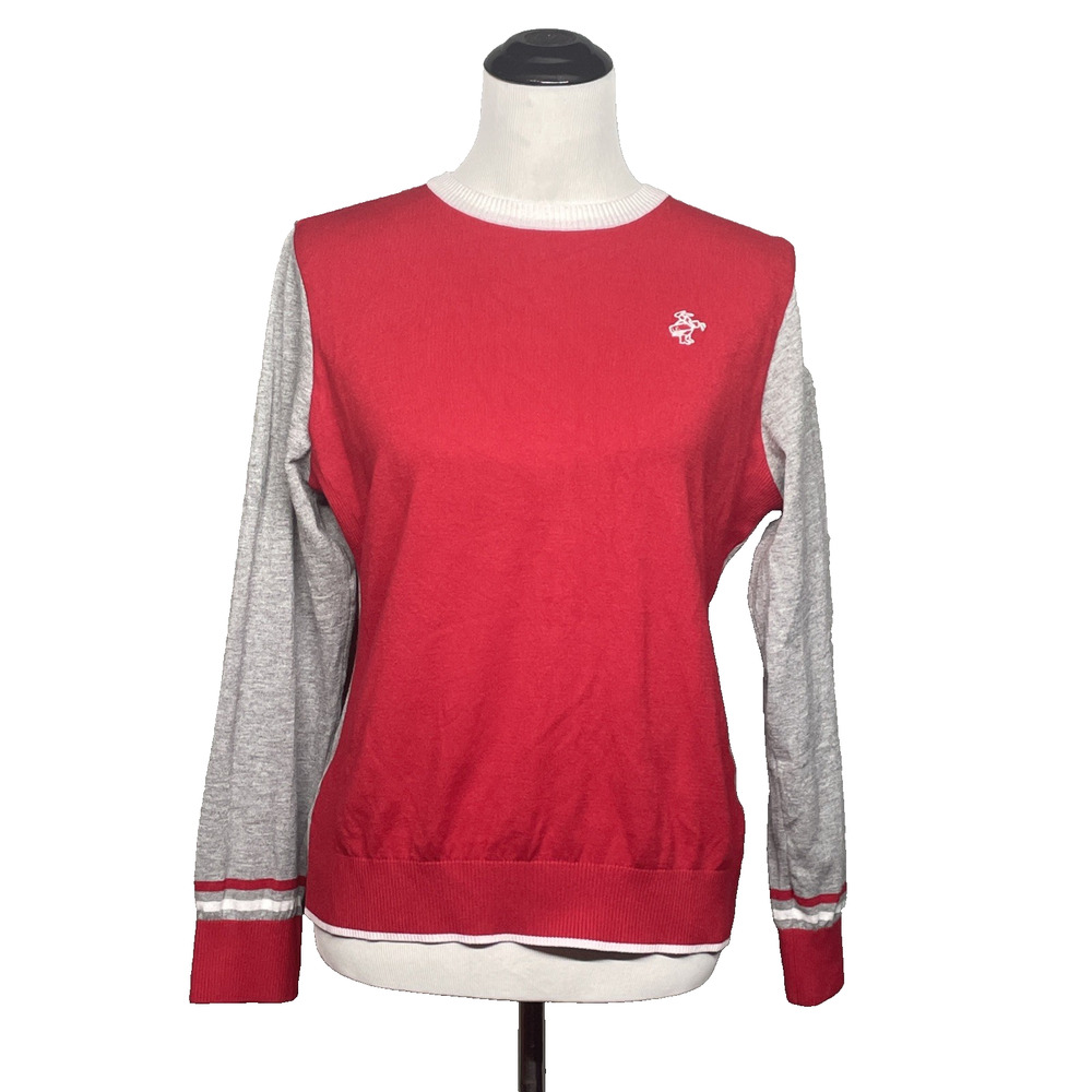 Louis Castel Womens Size 105 Large Long Sleeve Golf Pullover Shirt Top Red Gray